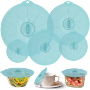 Silicone Lids for Food Storage - Bowl Covers BPA Free Suction Microwave Pot - Picture 1 of 9