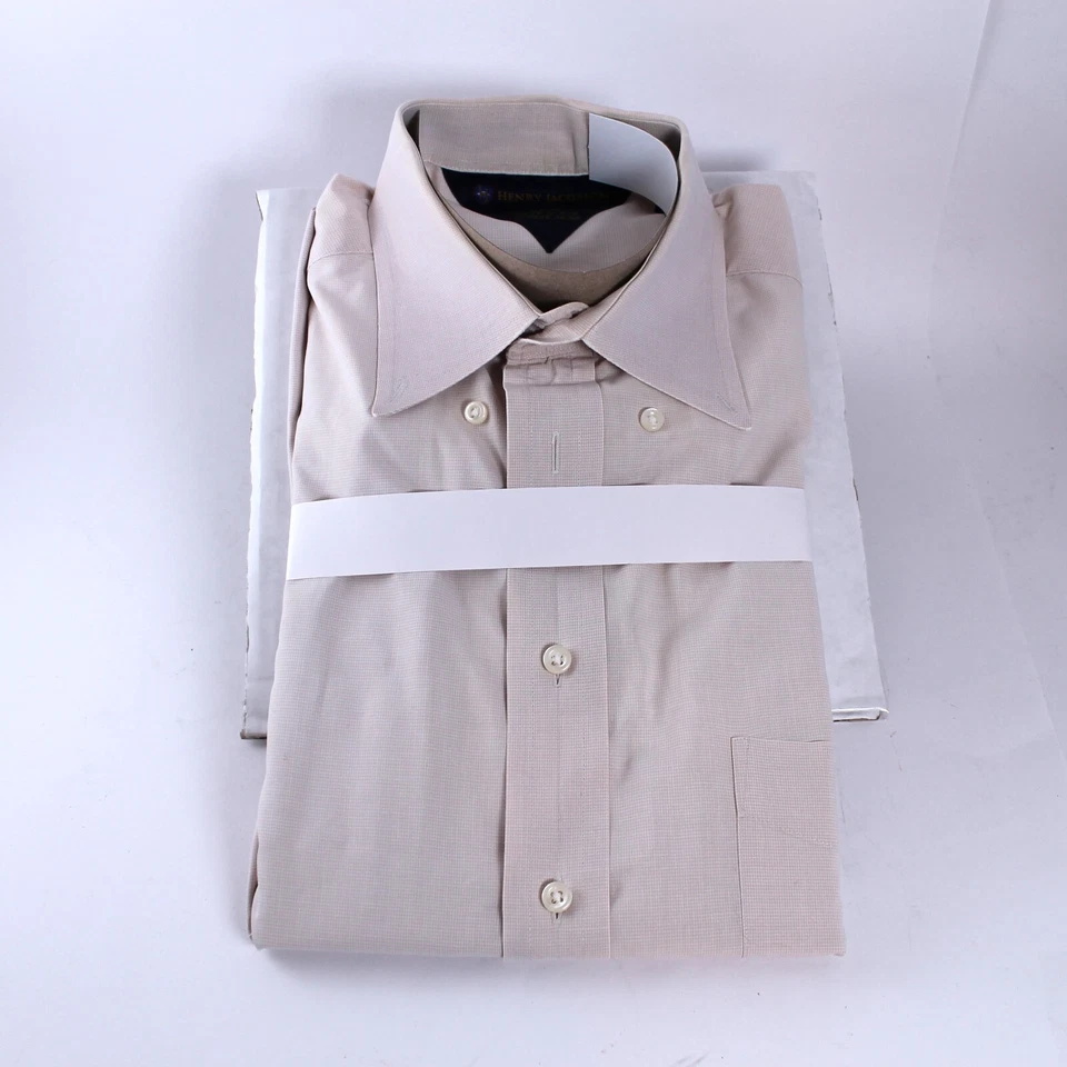 CAMISA DE VESTIR PARA HOMBRE Henry Jacobson Manga Larga Beige Abotonada Talla 16/34 Foto 1 de 3