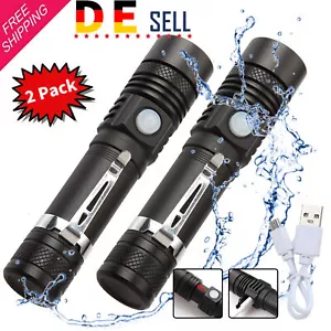2x Superhelle Taschenlampe LED 80000LM USB wiederaufladbare Fackel Batterie DHL - Bild 1 von 12