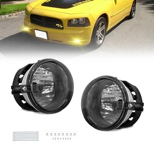Pair For 2005-2010 Dodge Challenger Charger Chrysler Fog Lights Lamps Smoked - Picture 1 of 7