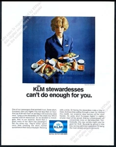 Foto de azafata 1969 de KLM Airlines con comidas anuncio impreso vintage - Imagen 1 de 7