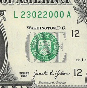 FEB 23 2000 Birthday Fancy Serial Number Date Note One Dollar Bill 02 23 2000 - Picture 1 of 11