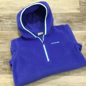 COLUMBIA SPORTSWEAR 1/4 Zip Up Blue Hooded Fleece Sweatshirt Boy's Large 14 - 16 - Picture 1 of 8