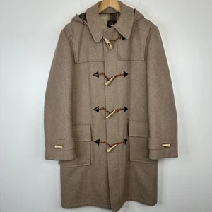 Vintage Sears 60s 70s Plaid Lined Wool Duffle Coat Toggle Havyweight Jacket 38 - Picture 1 of 5