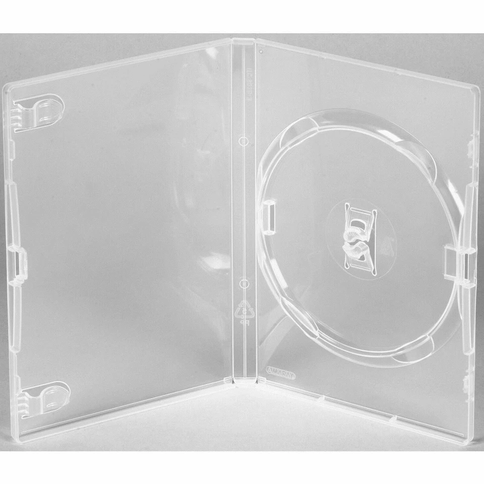 100 X Amaray Single Clear DVD Cases 14mm Spine Red Tag Genuine Amaray UK STOCK - Image 1 of 1