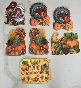 Vintage EUREKA Autumn Thanksgiving Turkey Die-Cut Classroom Decoration Set of 7 - Picture 1 of 8
