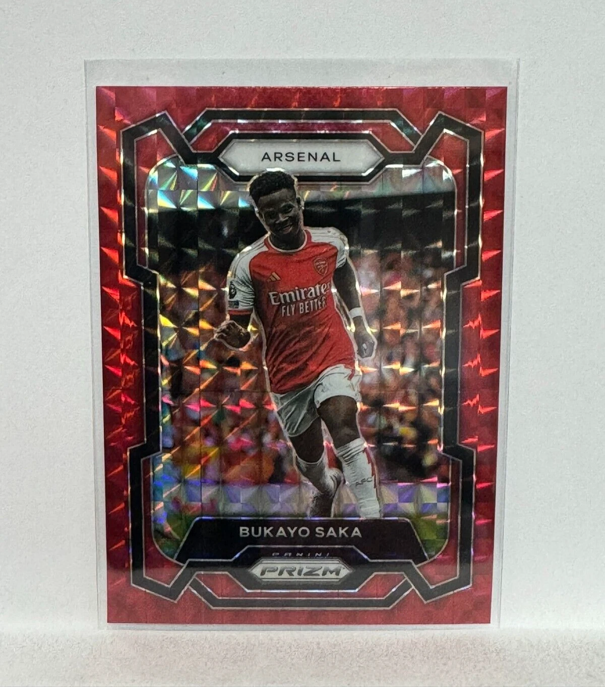 2023-24 Prizm Premier League Bukayo Saka Red Mosaic Prizm #27 Arsenal