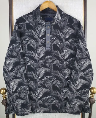 TOMMY BAHAMA Size Large Mens 1/4 Snap Fleece Palm Fronds Black Hawaiian Soft - Image 1 of 4