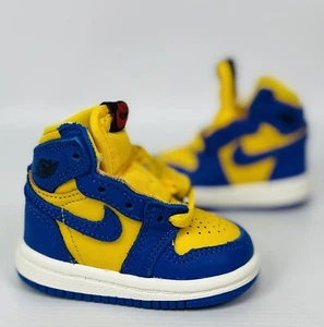 Jordan 1 Baby Größe 2C Laney Retro High Reverse OG Kleinkinder Kinder gelb blau weiß - Bild 1 von 24