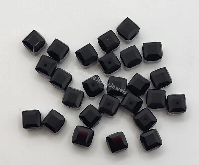 6pc Swarovski Crystal Jet Black 6mm Cube 5601 Beads; Faceted Square - Image 1 of 2