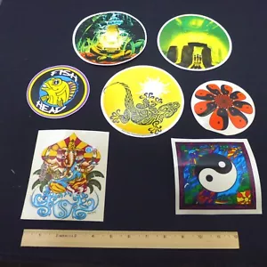 Lote de pegatinas vintage años 90 lagarto ovni yin yang Ganesha cabeza de pez skateboarding - Imagen 1 de 5