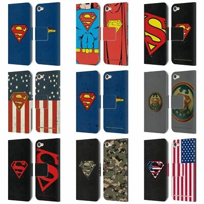 OFFICIAL SUPERMAN DC COMICS LOGOS LEATHER BOOK CASE FOR APPLE iPOD TOUCH MP3 - Image 1 of 4