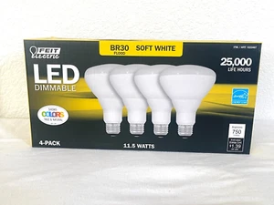 Feit Electric LED BR30 Flood 4 Pack Dimmable Light Bulb Soft White New - Picture 1 of 3