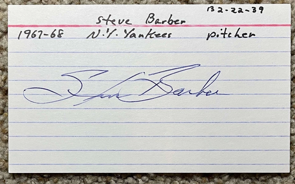 Tarjeta firmada por Steve Barber - Debut de los Orioles Bravos 1960 - Foto 1 de 1