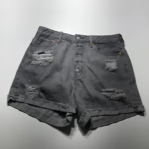 S.O.N.G. Shorts Juniors Size 9/29 Gray Timeless High-Rise Button Fly Roll Cuff - Picture 1 of 15