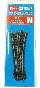 PECO N Scale RIGHT R/H TURNOUT 9" RADIUS New - Picture 1 of 5