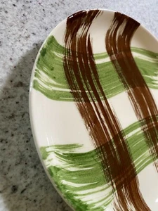  Vintage "Original Plaid" Hand-Painted Heather Pottery Oval Platter 11.5" - Picture 1 of 4