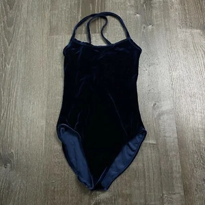 Body donna blu navy velluto senza maniche con spalline schiena aperta taglia S adulto - Foto 1 di 4