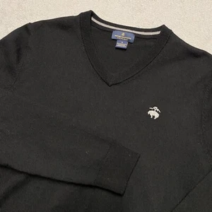 Brooks Brothers Pullover Herren Small Schwarz Merinowollmischung V-Ausschnitt Logo Stretch - Bild 1 von 9