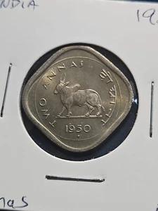 India 1950 2 Annas Coin (KM.#4) - Picture 1 of 2