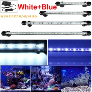 18-108cm LED Aquarium Fish Tank Submersible LED Light Lamp Tube Bar White&Blue - Picture 1 of 20