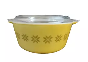 Vintage Pyrex Town & Country Yellow Round 1.5 Pint Serving Dish 472 w/ Lid 470-C - Picture 1 of 11