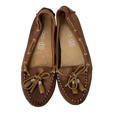 Aldo Driving Moccasin Slip On Leather Flat Loafers Brown Soft Size 36 US 5.5 - Image 1 of 4