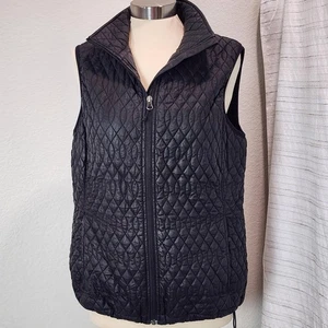 Lands End Weste Damen Medium schwarz gesteppt PrimaLoft isoliert durchgehender Reißverschluss wattiert - Bild 1 von 13