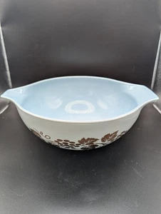 Pyrex Cenerentola Lugged Chip 10 pollici ciotola 444 blu bianco oro foglia uva USA - Foto 1 di 9
