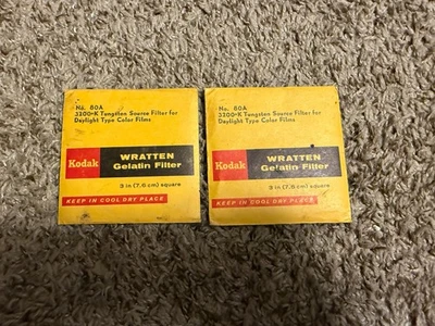 2x Wratten Kodak Filter 3x3 inch 75mm Gelatin Filter #80A SEALED! New/Vintage - Image 1 of 2
