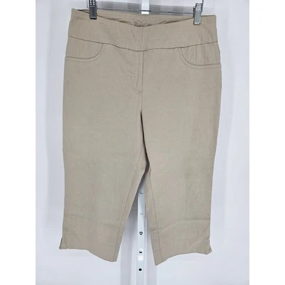 Ruby Rd Womens Sz 12 Capri Length Pull On Pants Beige Straight Leg - Image 1 of 4