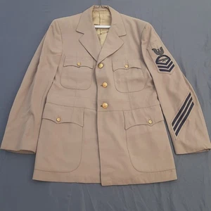 WWII Navy Beige Bullion Rate Aviazione Storekeeper CPO Uniforme Giacca 42 Reg - Foto 1 di 10