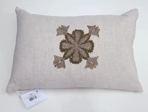 Sferra Neviano Decorative Pillow Natural/Gold 12x18 in - Picture 1 of 7