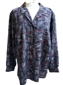 Vtg Donnkenny Blouse Women 1X Button Up Abstract Geo Print Preppy Classic Artsy  - Picture 1 of 7