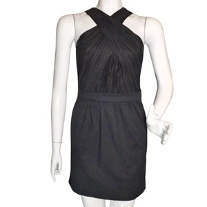 ARMANI EXCHANGE Kleid, 2, kurz, geknitterter gekreuzter Ausschnitt, schwarz, ärmellos, Mini - Bild 1 von 10