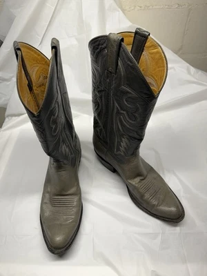 Ковбойские сапоги Panhandle тонкие мужские серые кожаные с заостренным носком без застежек размер 10,5B - Изображение 1 из 4