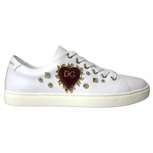 Dolce&Gabbana Portofino Women White Sneakers Sacred Heart Trainer Shoes Sz EU 35 - Picture 1 of 8