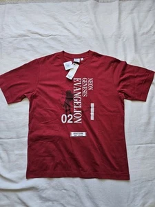 Neon Genesis Evangelion 02 x GU Graphic T-shirt Asuka Red - Size L - US SELLER - Picture 1 of 10