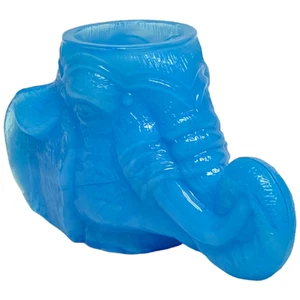 Soporte de palillo de dientes con cabeza de elefante de vidrio Boyd Art 1999 anillo azul pavo real joyería - Imagen 1 de 13