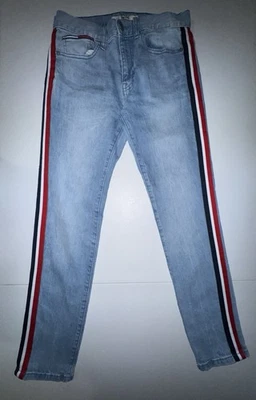 Pantalones de mezclilla Tommy Hilfiger para hombre 30x30 ajustados cinta lateral cónica bandera rayas lavado claro Foto 1 de 4