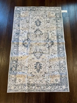 Alfombras de área GENIMO 3x5 para sala de estar chenilla para dormitorio comedor azul Foto 1 de 2