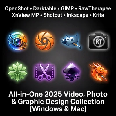 ✨ Complete 2025 Video, Photo & Graphic Design Software Bundle – Windows & Mac 🌈 - Image 1 of 4