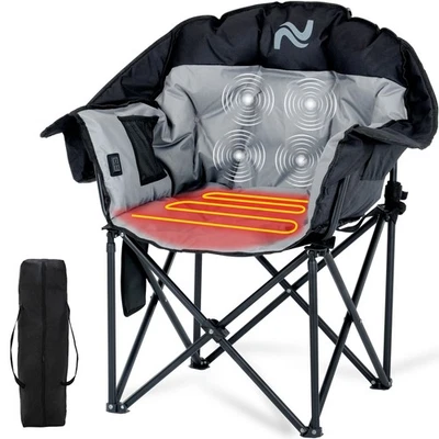 NAIZEA Heated Camping Chair Massage Chair With 3 Heat Levels Padded Sports Chair