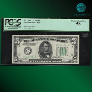 FR.1960-C 1934D $5 Federal Reserve Note, PCGS 58, 94967 - Picture 1 of 2