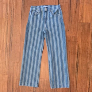 Jean 7 For All Mankind 7FAM Alexa Crop tiro alto pierna ancha a rayas talla 26 (2-4) - Imagen 1 de 9
