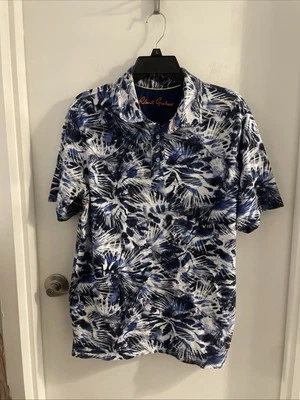 Robert Graham MED Floral Hawaiian Cotton Blend  Polo S/S Camp Classic Fit Shirt — 第 1/4 张图片