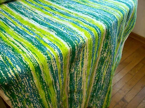 3Y+ LOT VINTAGE DRAPERY FABRIC WATER Aquatic Looking BLUE GREEN WHI MOD 70S A2 - Picture 1 of 2