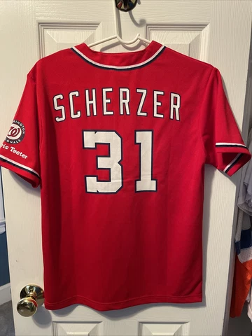 Max Scherzer Washington Nationals Boys Red Jersey Size XL Cover