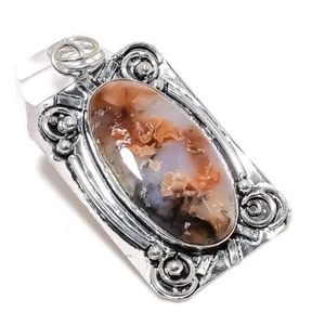 Colgante de plata de ley 925 hecho a mano con piedras preciosas de ópalo de roca natural 2,48" regalo Z6 - Imagen 1 de 6
