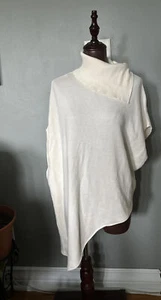 NWT Zara Cream Asymmetrical Sleeveless Pull Over Poncho Cape Sz:L - Picture 1 of 5